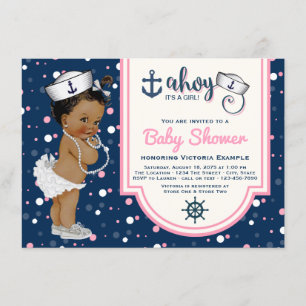 Convites Afro-americano náutico do chá de fraldas das