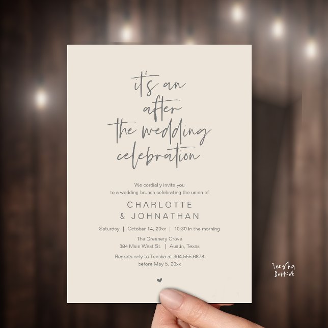 Convites After the wedding celebration, modern brunch (it's an after the wedding celebration, modern brunch invitation card in cream grey)