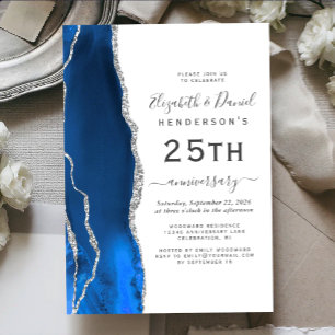 Convites Ágata Azul Real Prata 25º Aniversário