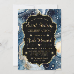 Convites Ágata Celestial   Mármore Cósmico Elegante Sweet 1