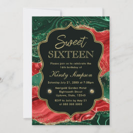 Convites Ágata de Natal Mármore e Glitter Dourado Sweet 16