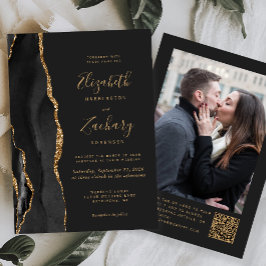 Convites Ágata Ouro Preto Código QR Foto Escura Casamento