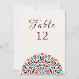 Convites Ágata Turquesa Mandala Número de Mesa de Casamento