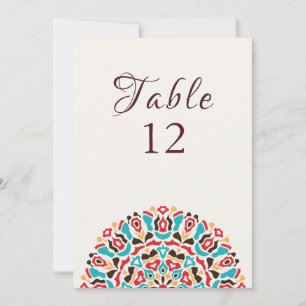 Convites Ágata Turquesa Mandala Número de Mesa de Casamento
