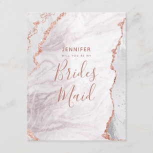 Convites Agate Branco e Rosa Dourado Você Será Minha Porta-