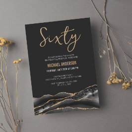 Convites Agate Dourado Preto Qualquer Festa de aniversário