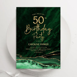 Convites Agate Emerald Green, Dourado 50º aniversário