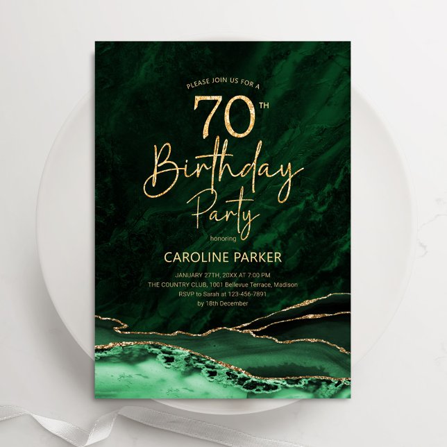 Convites Agate Emerald Green - Dourado 70 Birthday (Criador carregado)