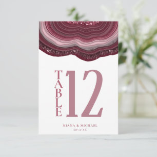 Convites Agate Geode Glitter Table Number Burgundy ID647