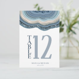 Convites Agate Geode Glitter Table Number Dusty Blue ID647