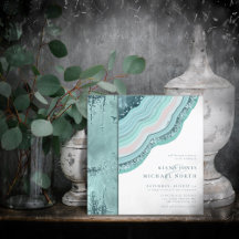 Agate Geode Glitter Wedding Teal ID647