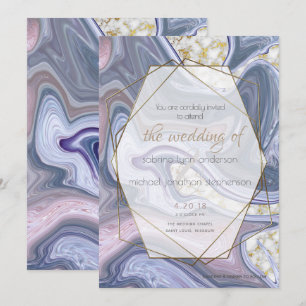 Convites Agate Rosa de Casamento Moderno Marmorizado