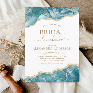 Convites Agate Turquoise Chá de panela Luncheon Teal Doura