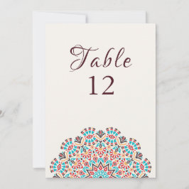 Convites Agate Turquoise Mandala Wedding Table Number