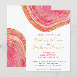 Convites Agate Watercolor em Casamento Vermelho de Destaque