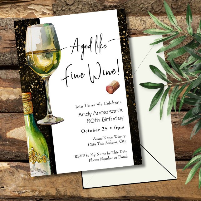 Convites Aged Fine Wine 80th Birthday Invitation (Criador carregado)