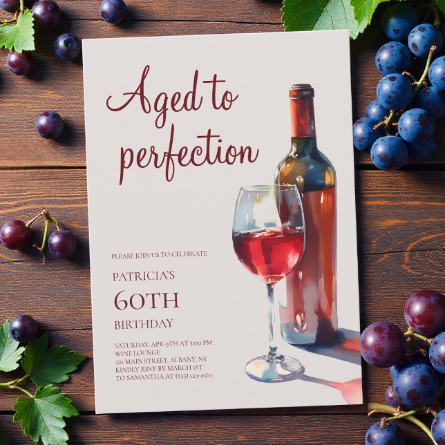 Convites Aged to Perfection Elegant 60th Birthday Party (Aged to Perfection Elegant 60th Birthday Party Invitation)