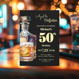Convites Aged to Perfection Men 50th Whiskey Birthday 