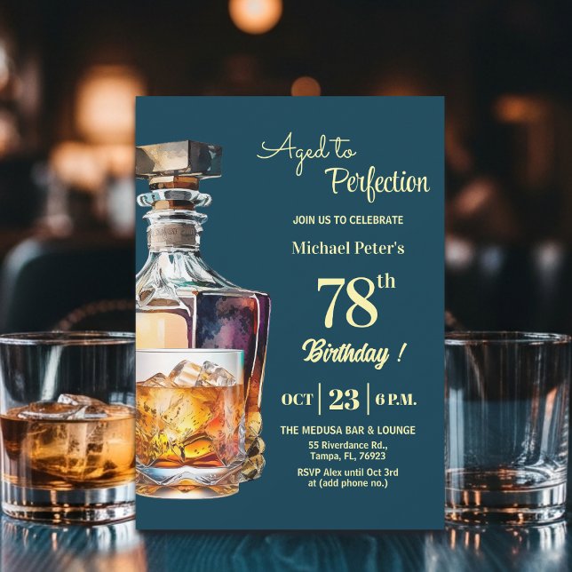 Convites Aged to Perfection Men 78th Whiskey Birthday  (Criador carregado)