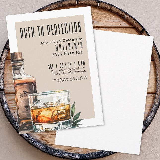 Convites Aged To Perfection Men's 70th Birthday Party (Aged To Perfection Men's 70th Birthday Party Invitation)