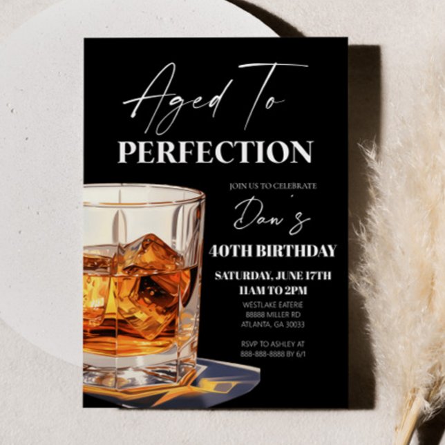 Convites Aged To Perfection Whisky Glass Birthday Party (Criador carregado)