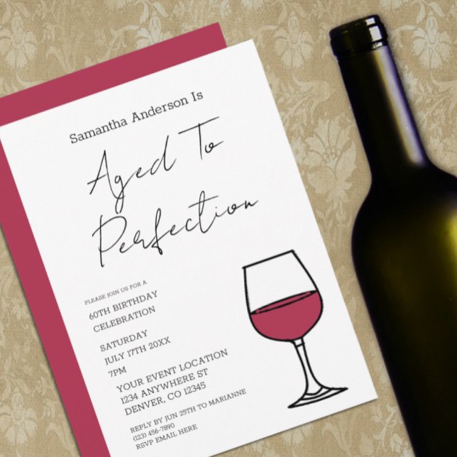 Convites Aged To Perfection Wine 60th Birthday Invitation (Criador carregado)