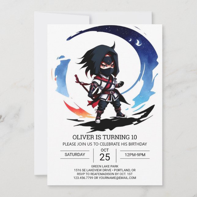 Convites Agente Secreto Ninja Funny Birthday (Frente)