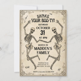 Convites Agite seus esqueletos de Boo-ty Vintage no Hallowe
