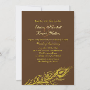 Convites Agite suas penas de cauda que Wedding o marrom do