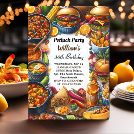 Convites Agora Churrasco Taco Chef Festa de Potluck 50º ani