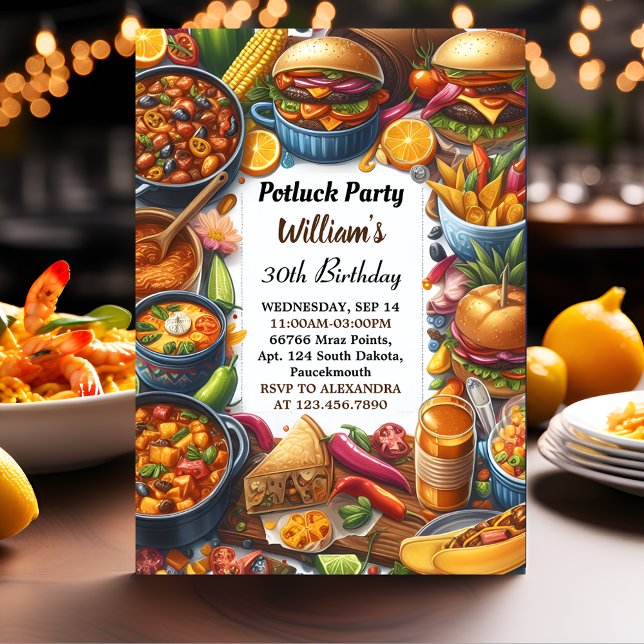 Convites Agora Churrasco Taco Chef Festa de Potluck 50º ani (Criador carregado)