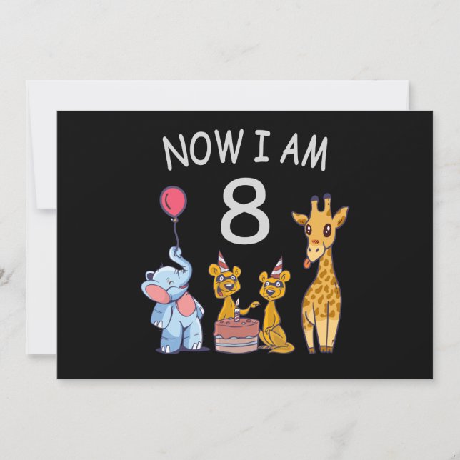 Convites Agora eu tenho 8 anos de idade Aniversário de 8 an (Frente)