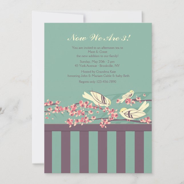 Convites Agora Somos Três Convidados E Saudáveis (Frente)