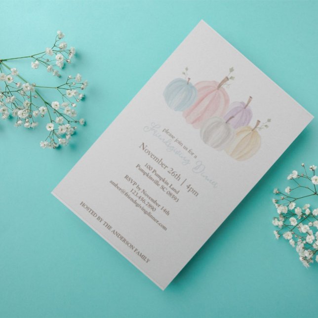 Convites Agradáveis Abóboras em Aquarela Pastel no Dia de A (Criador carregado)