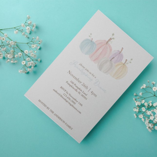 Convites Agradável Ação de Graças com Abóboras em Aquarela  (Criador carregado)