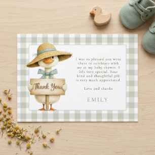 Convites Agradecimento Chá de Bebê Sage Gingham Silly Goose