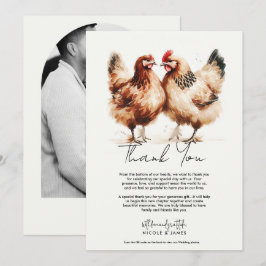 Convites Agradecimento de Casamento Aquarela Galinhas Marro