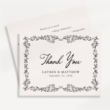 Agradecimento de Casamento com Borda Floral Marfim