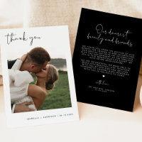 Agradecimento de Casamento de Foto Moderna Preta c