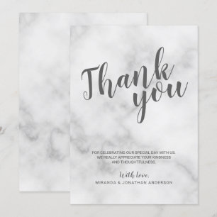 Convites Agradecimento de Casamento de Mármore Branco Elega