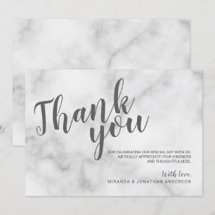 Convites Agradecimento de Casamento de Mármore Branco Elega