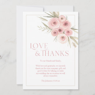Convites Agradecimento de Casamento Floral Elegante Rosa