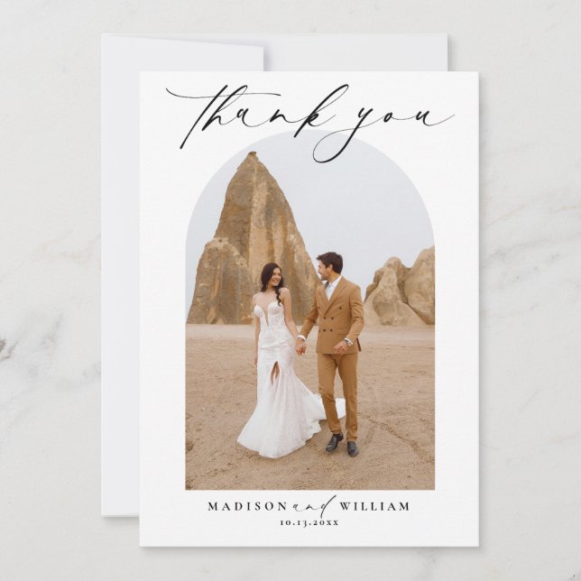 Convites Agradecimento de Foto de Casamento Simples e Elega (Frente)