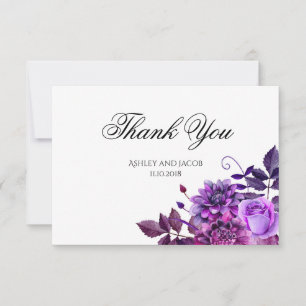 Convites Agradecimento floral. Nota de casamento com flores
