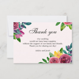 Convites Agradecimento floral. Nota de casamento com flores