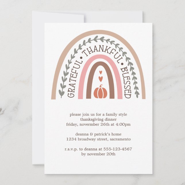 Convites Agradeço a abençoada Ação de Graças de Pumpkin (Frente)