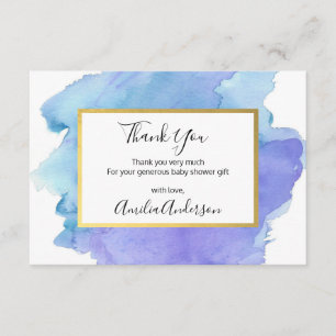 Convites Agradeço com aquarela AZUL Branco CHUVEIRO de bebê