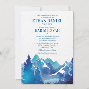 Convites Água Azul Majestosa Montanha Aquarela Bar Mitzvah