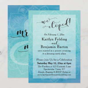 Convites Água Azul Turquesa com Efeito Ombre em Aquarela Ma