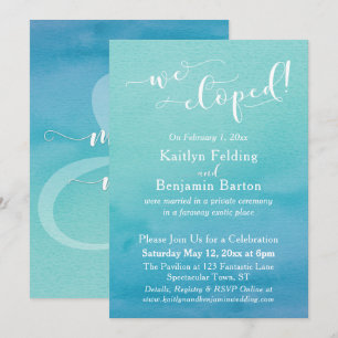 Convites Água Azul Turquesa com Efeito Ombre em Aquarela No